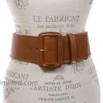 Women's 3 Wide High Waist Fashion Stitch Rectangular Leather Belt at Women’s Clothing store Apparel Belts