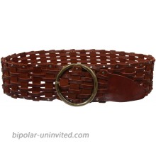 Women's 3 Wide Perforated Waist Braided Woven Solid Vintage Leather Round Belt at  Women’s Clothing store