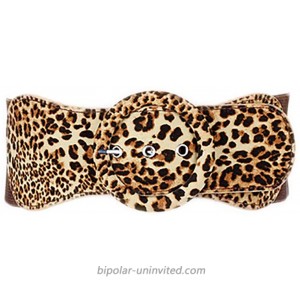 Women’s Girls Belts Leopard Print Bow Wide Elastic Stretchy Retro Cinch Thick Waistband for Jeans Pants Dresses Leopard B waist below 38 inch at  Women’s Clothing store