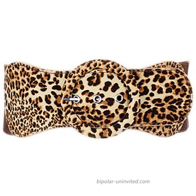Women’s Girls Belts Leopard Print Bow Wide Elastic Stretchy Retro Cinch Thick Waistband for Jeans Pants Dresses Leopard B waist below 38 inch at  Women’s Clothing store