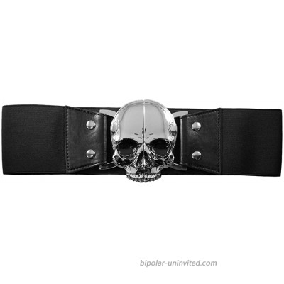 Women's Kreepsville Skull Elastic Waist Belt Black L XL at  Women’s Clothing store