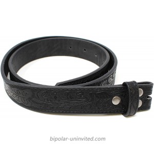 Womens Leather Belt Strap with Embossed Western Scrollwork 1.25 Wide with Snaps at  Women’s Clothing store