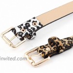 Women's Leopard Print Belt Skinny Artificial Horse Hair Cheetah Vintage Alloy Gold Buckle for Jeans Pants by Feluz at Women’s Clothing store