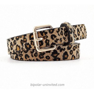 Women's Leopard Print Belt Skinny Artificial Horse Hair Cheetah Vintage Alloy Gold Buckle for Jeans Pants by Feluz at  Women’s Clothing store