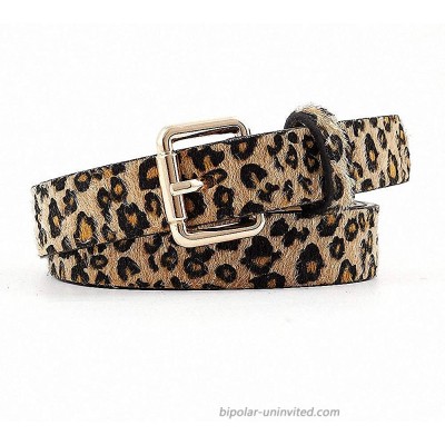 Women's Leopard Print Belt Skinny Artificial Horse Hair Cheetah Vintage Alloy Gold Buckle for Jeans Pants by Feluz at  Women’s Clothing store