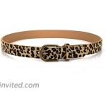 Womens Leopard Print Leather Belt for Jeans Pants Ladies Casual Waist Belt for Dresses at Women’s Clothing store