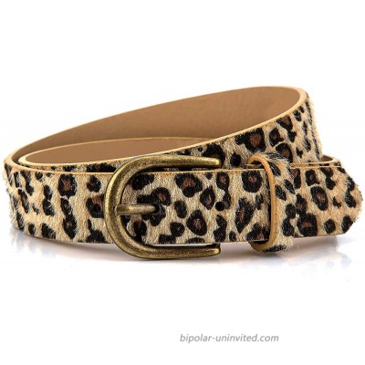 Womens Leopard Print Leather Belt for Jeans Pants Ladies Casual Waist Belt for Dresses at  Women’s Clothing store