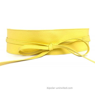 Women's PU Leather Waist Belt Bow Tie Wrap Around Soft Boho Corset Fashion Elegant for Dresses Yellow at  Women’s Clothing store