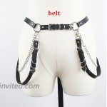 Women's Punk Waist Chain Gothic Punk Waist Belt Faux Leather Belt＋Neck ring＋Leg ring 1 One size