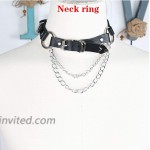 Women's Punk Waist Chain Gothic Punk Waist Belt Faux Leather Belt＋Neck ring＋Leg ring 1 One size