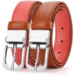 Women's Reversible Leather Belts for Jeans Pants with Rotated Buckle at Women’s Clothing store