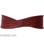 Women's Wide Lace Faux Leather Self Tie Wrap Obi Waist Belt 2 Style Burgundy Wine at Women’s Clothing store