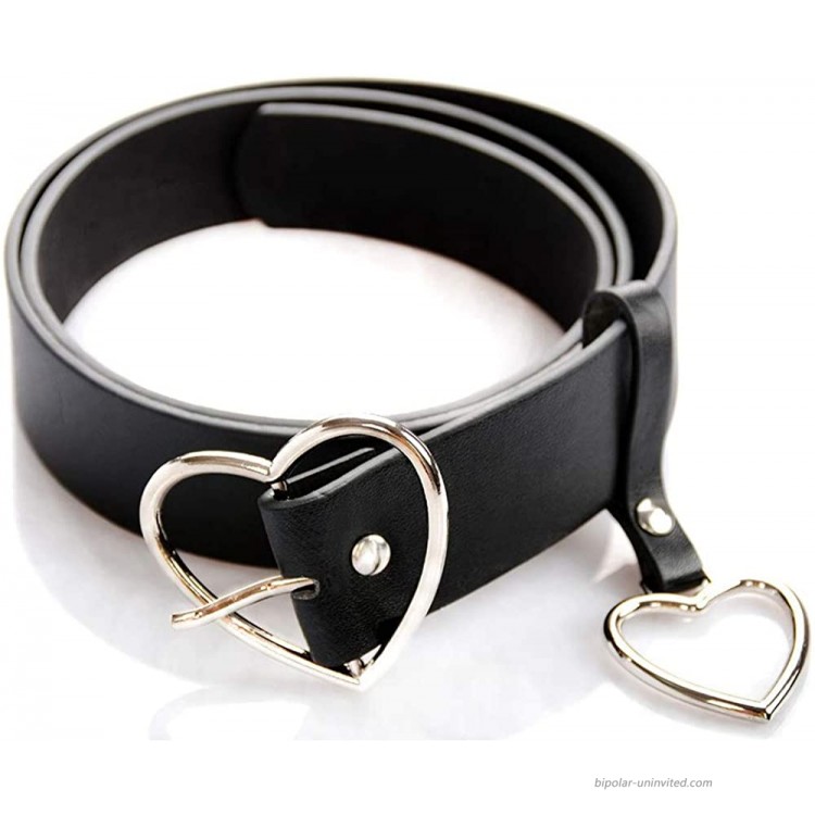 WSERE Heart Shape Black Waist Belts Dress Belt with Metal Buckle for Women Girl Students Ladies Dress Jeans Shorts Skirt Easy to Match at Women’s Clothing store