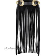 Wyenliz Women's Leather Skirt Belt Double buckles Tassel Gothic Waist Belt at  Women’s Clothing store