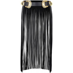 Wyenliz Women's Leather Skirt Belt Double buckles Tassel Gothic Waist Belt at  Women’s Clothing store