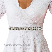Yanstar Navy Blue Ribbon Wedding Bridal Belt Sash Silver Crystal Rhinestone Belt For Prom Bridesmaid Gowns