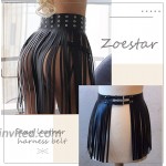 Zoestar Sexy Leather Waist Belt Tassel Punk Harness Adjustable Waist Cage for Women at Women’s Clothing store