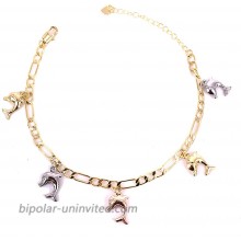 18K Gold Figaro Chain Ankle Bracelets for Women Teen Girls Cross| Elephant| Turtle| Dolphin Chain Anklet with Extension Fashion Party Jewelry Gifts Doiphin