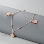 18K Gold Plated Rose gold Crown Charm With small balls Women adjustable anklet Bracelet Lobster clasp