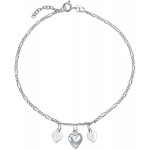 4 Multi Hearts Dangle Charms Anklet Ankle Bracelet For Women .925 Sterling Silver Adjustable 9 To 10 Inch With Extender