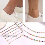 6pcs 18k Ankle Bracelet for Women Colorful Boho Seed Bead Butterfly Anklets Delicate Butterfly Charm Anklet Layered Rhinestone Filled Chain Ankle Bracelets Foot Jewelry Party Gift