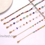 6pcs 18k Ankle Bracelet for Women Colorful Boho Seed Bead Butterfly Anklets Delicate Butterfly Charm Anklet Layered Rhinestone Filled Chain Ankle Bracelets Foot Jewelry Party Gift