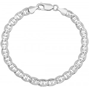925 Sterling Silver 4.5mm Mariner Chain Link Anklet - Available in Silver or Yellow Silver 9