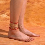 Aiyuan Boho Layered Shell and Starfish Ankle Bracelets Red Beads Anklets Beach Crystal and Rope Foot Chain for Women and Girls