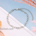 Anklets Toe Ring For Women Charm Rhinestone Letter Heart Ankle Chains Bracelets Adjustable Beach Anklet Foot Jewelry Set For Grils silver