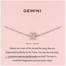 Augonfever Double Layered May June Gemini Zoidac Anklet Silver with Clear Crystal for Mom Grandma