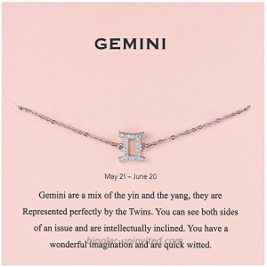 Augonfever Double Layered May June Gemini Zoidac Anklet Silver with Clear Crystal for Mom Grandma