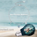Beach Starfish Turtle Ankle Bracelets for Women 925 Sterling Silver Charm Adjustable Anklets 9+2''