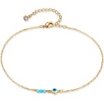 BENEIGE Dainty Evil Eye Anklet 14k Gold Plated Ankle Bracelet With Cute 3 Turquoise Handmade Foot Chain For Women