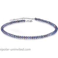 BlingGem Crystal Beads Anklet for Women 925 Sterling Silver Multicolor Gemstone Beads Ankle Bracelet Stylish Jewelry Gift for Girls Daughter