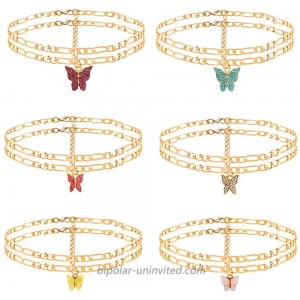 Butterfly Ankle Bracelets for Women Gold 12 Pcs Butterfly Cherry Anklet Simple Cute Anklets Double Figaro Chain Ankle Bracelet Boho Summer Beach Foot Jewelry 12Pcs 2