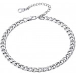 Cuban Link Anklets for Women Stainless Steel Ankle Chains Beach Foot Jewelry 8.5''-10.5'' Adjustable Girls' Ankle Bracelets for Her Daughter