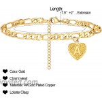 Dcfywl731 Gold Initial Anklet Bracelets for Women Heart Name Letter Anklet with Initials Cuban Chain Anklets Cute Summer Anklets A-Z Foot Jewelry for Girlsj