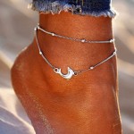 Dresbe Boho Beach Dolphin Anklet Silver Layered Anklets Beaded Ankle Bracelet Animal Foot Jewelry Chain for Women and Girls
