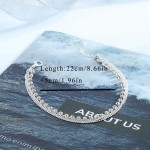 Earent Boho Layered Crystal Anklet Silver Rhinestone Ankle Bracelets Chain Beach Foot Jewelry Adjustable for Women and Girls