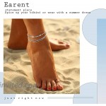 Earent Boho Layered Crystal Anklet Silver Rhinestone Ankle Bracelets Chain Beach Foot Jewelry Adjustable for Women and Girls