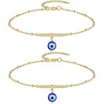 Evil Eye Bracelet Gold for Women Dainty Evil Eye Protection Ojo Turco Ankle Bracelet Jewelry for Teens Girls Family Friend
