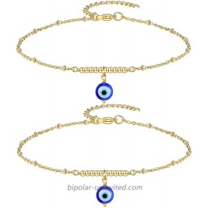Evil Eye Bracelet Gold for Women Dainty Evil Eye Protection Ojo Turco Ankle Bracelet Jewelry for Teens Girls Family Friend