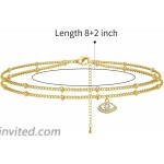 Eye Pendant Gold Plated Layered Anklets for Women Gold Ankle Bracelets for Women Beach Jewelry Gifts Ankle Bracelet Beach Adjustable Chain Anklet Foot Jewelry