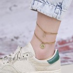 HAIAISO Initial Ankle Bracelets for Women Stainless Steel Layered Figaro Chain Letter Initial Anklets Dainty Ankle with Letter Alphabet for Women Girls （A）