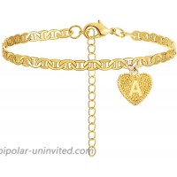 Heart Anklet with Letter for Women Initial Ankle Bracelets for Women Gold Cuban Link Anklets A