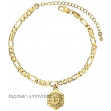 Hermah Letter Charm Anklet Fashion Jewelry for Women Girls Alphabet Initial Letter D Anklet Figaro Link Chain Bracelet Length Adjustable
