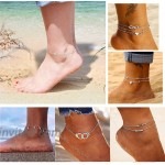 Honsny 18 PCS Anklets Gold Silver Beach Ankle Bracelets for Women Layered Adjustable Anklets Set Boho Summer Foot Chain Jewelry