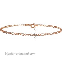 Hoops & Loops Rose Gold Flashed Sterling Silver Figaro Chain Anklet