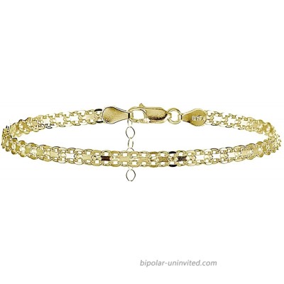 Hoops & Loops Yellow Gold Flashed Sterling Silver Bismark Design Anklet