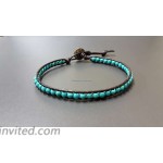 Infinityee888 Anklet Turquoise Bead 10 Inches Anklet Bracelet Woven with Leather Cord Handmade Hippie Bohemian Unisex Style Gift Idea for Men and Women